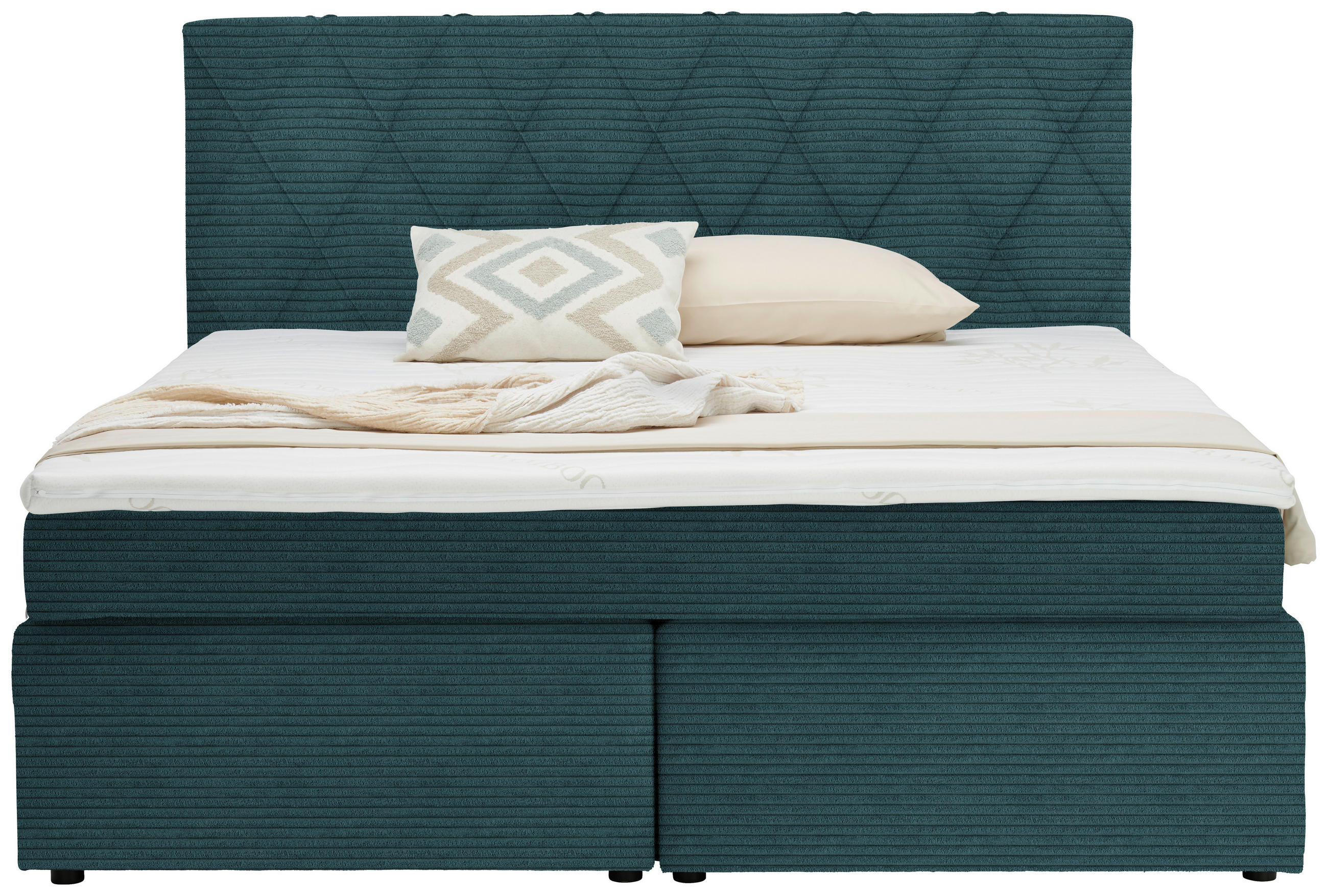 BOXSPRINGBETT 160/200 cm  in Petrol  - Petrol/Schwarz, Design, Holzwerkstoff/Kunststoff (160/200cm) - Xora