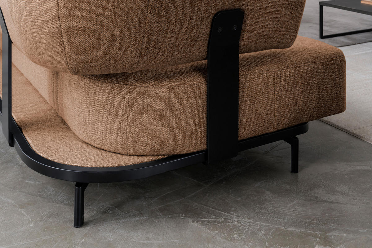 ECKSOFA in Flachgewebe Honig  - Schwarz/Honig, Design, Textil/Metall (302/237cm) - Dieter Knoll
