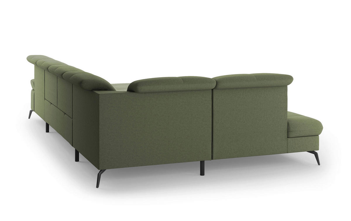 WOHNLANDSCHAFT in Flachgewebe Olivgrün  - Schwarz/Olivgrün, Konventionell, Textil/Metall (231/357/185cm) - Sit & More
