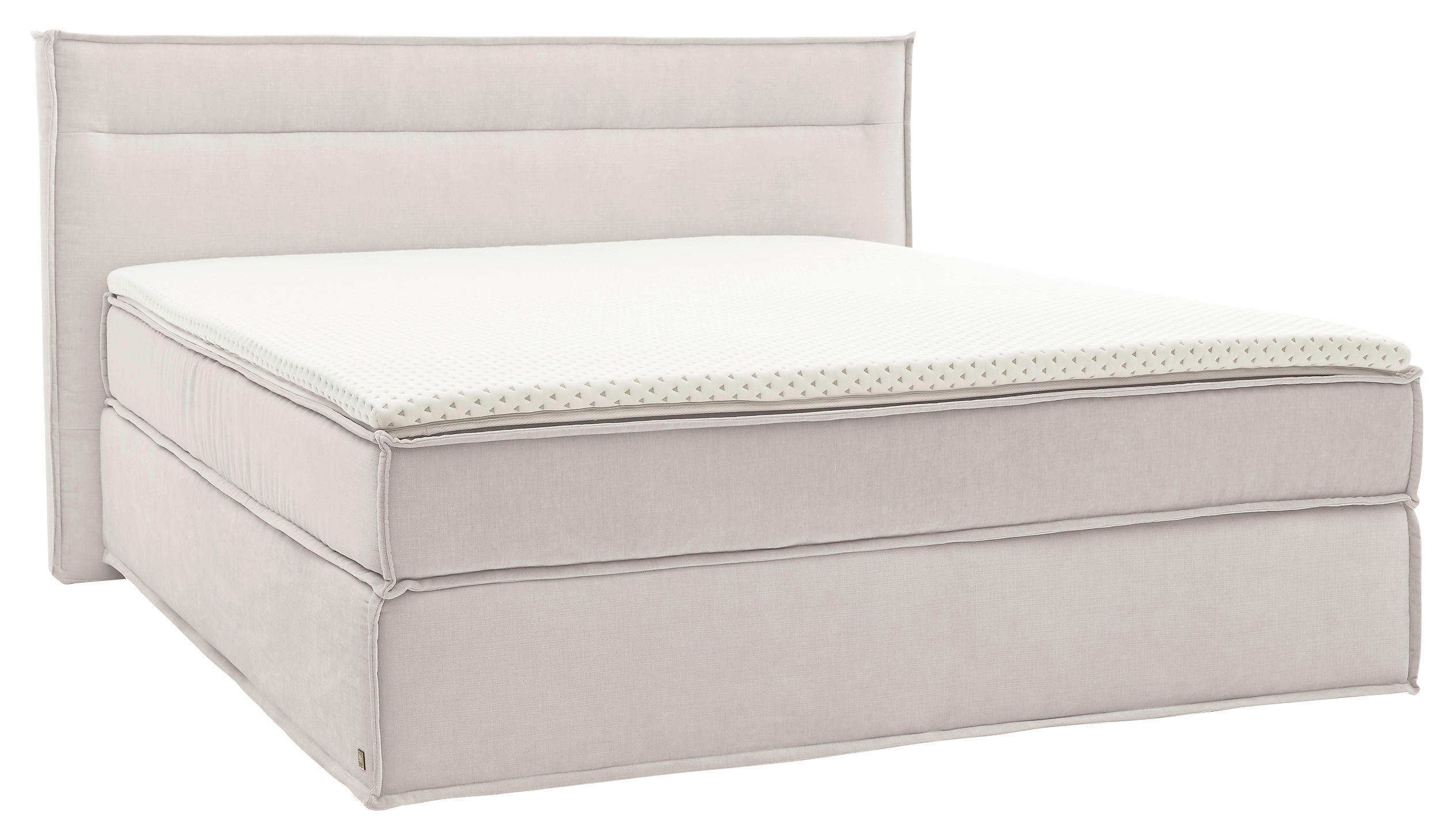 BOXSPRINGBETT 200/200 cm,  in Weiß, Topper, H2 + H2 = mittel  - Schwarz/Weiß, Design, Textil (200/200cm) - Musterring