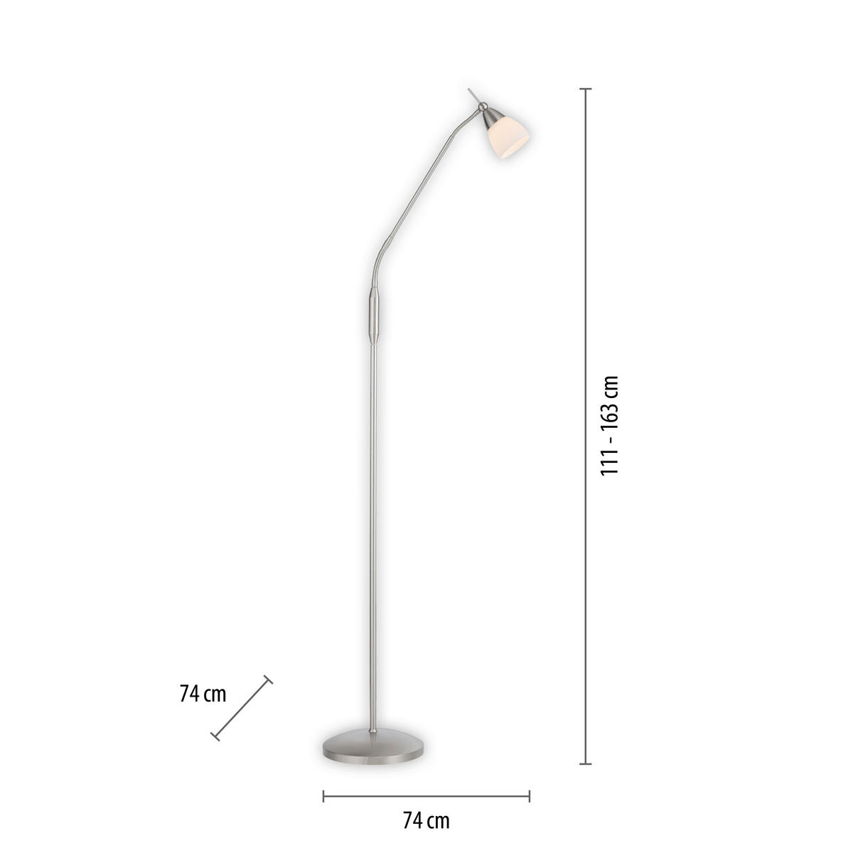 LED-STEHLEUCHTE 74/74/163 cm    - Edelstahlfarben, Basics, Glas/Metall (74/74/163cm) - Paul Neuhaus