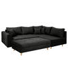 ECKSOFA inkl. Hocker Ariella in Mikrofaser Schwarz  161/231 cm  - Schwarz/Naturfarben, Design, Holz/Textil (161/231cm) - Livetastic