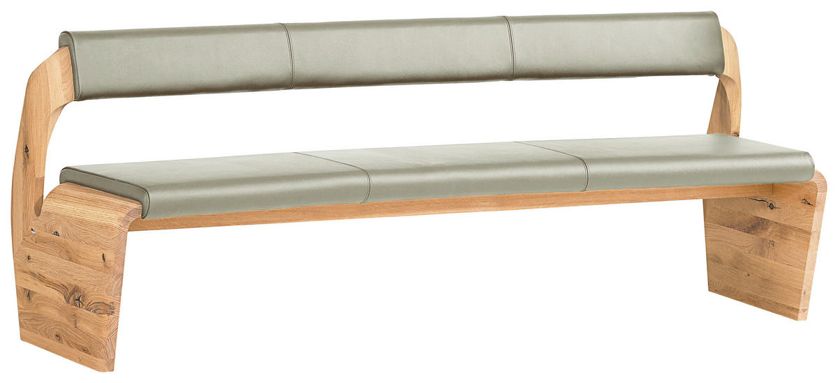 SITZBANK 207/84/70 cm  in Eichefarben, Grauweiß  - Eichefarben/Grauweiß, Natur, Leder/Holz (207/84/70cm) - Voglauer
