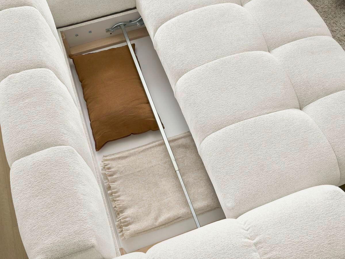 ECKSCHLAFSOFA EVEREST  mit Rücken echt, Armteil links, Armteil rechts Flachgewebe Weiß  - Schwarz/Weiß, MODERN, Kunststoff/Textil (320/212cm)