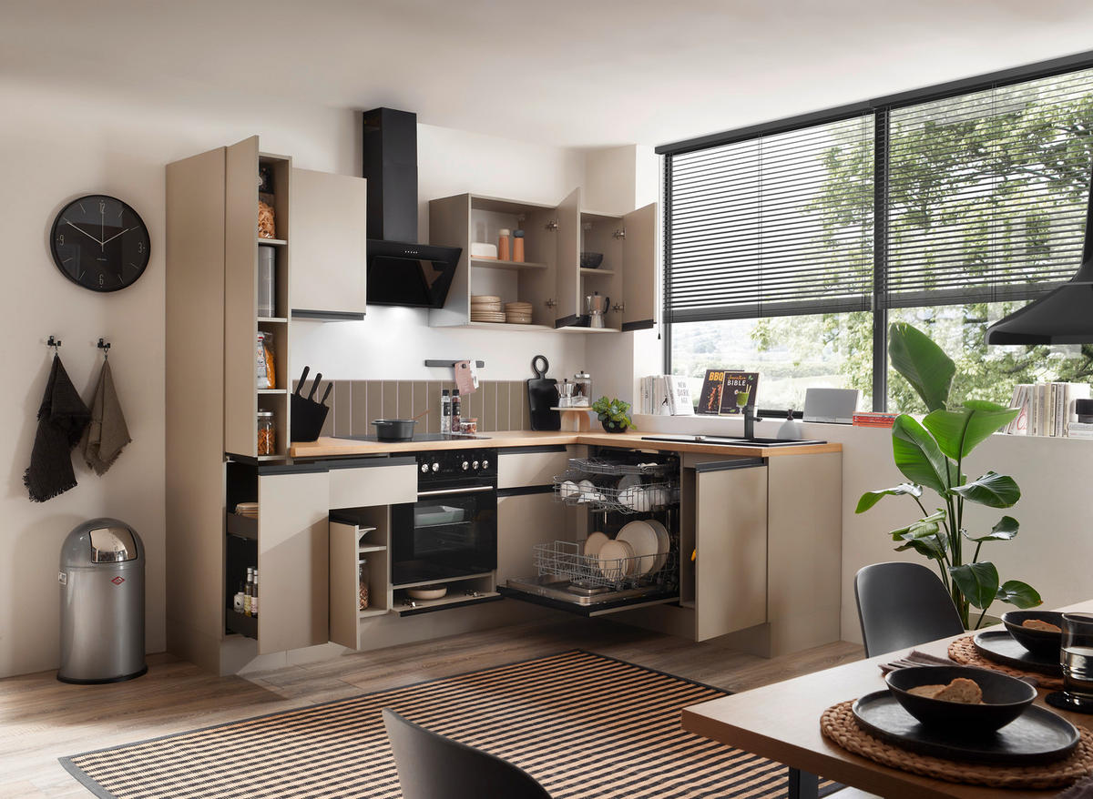 ECKKÜCHE 250/175 cm  in Seidengrau  - Eichefarben/Seidengrau, Trend, Holzwerkstoff/Metall (250/175cm) - P & B