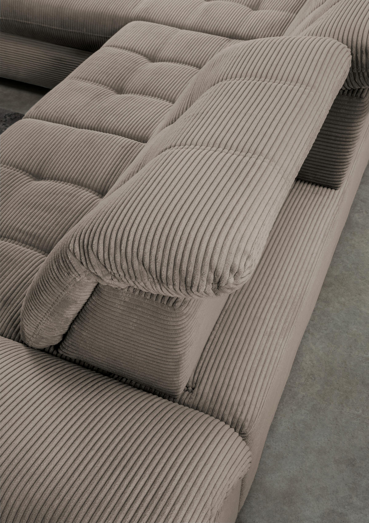 ECKSOFA in Cord Graubraun  - Graubraun/Schwarz, Modern, Textil/Metall (184/314cm) - Livetastic