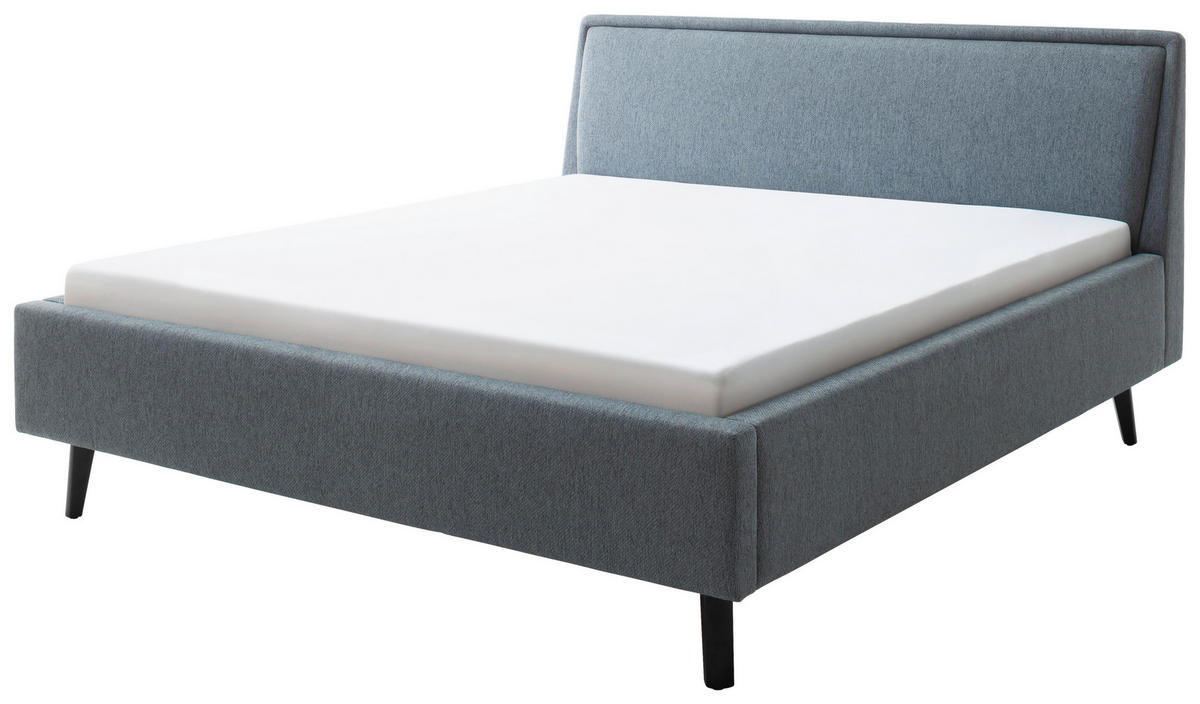 LIT REMBOURRÉ 180/200 cm  in Blau  - bleu/noir, Modern, textile/bois (180/200cm) - Livetastic