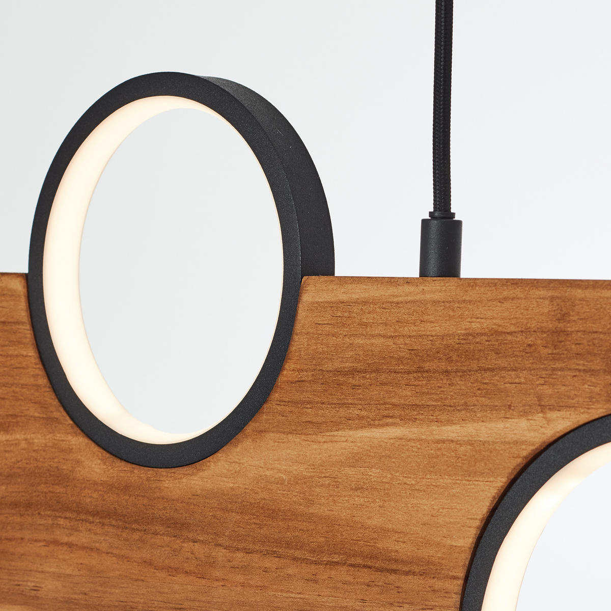 LED-HÄNGELEUCHTE 100/6/150 cm  - Hellbraun/Schwarz, Natur, Holz/Metall (100/6/150cm) - Brilliant