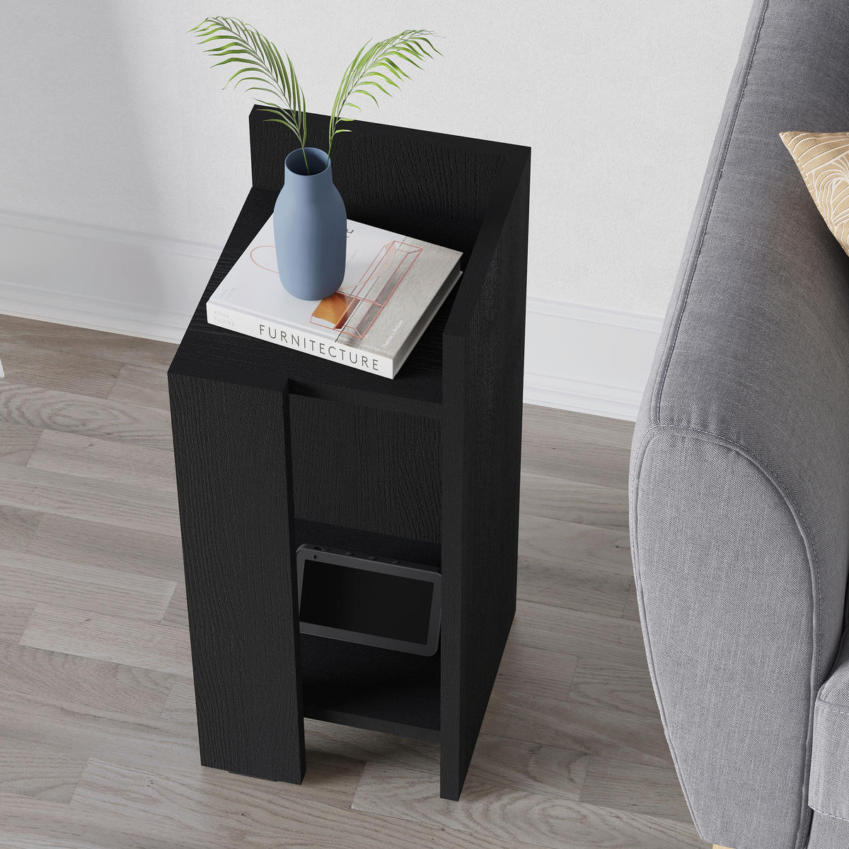 KINDERNACHTSCHRANK  - Schwarz, Design, Holzwerkstoff (27/25/60cm) - Livetastic