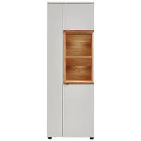 VITRINE in furniert Eiche Weiss, Eichefarben  - Weiss/Edelstahlfarben, Design, Holz/Holzwerkstoff (60/173/43cm) - Venjakob