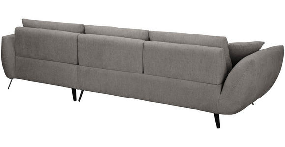 ECKSOFA Graubraun Chenille Armlehnenkissen, Rücken echt, Sitztiefenverstellung  - Graubraun/Schwarz, KONVENTIONELL, Textil/Metall (215/313cm) - Hom`in