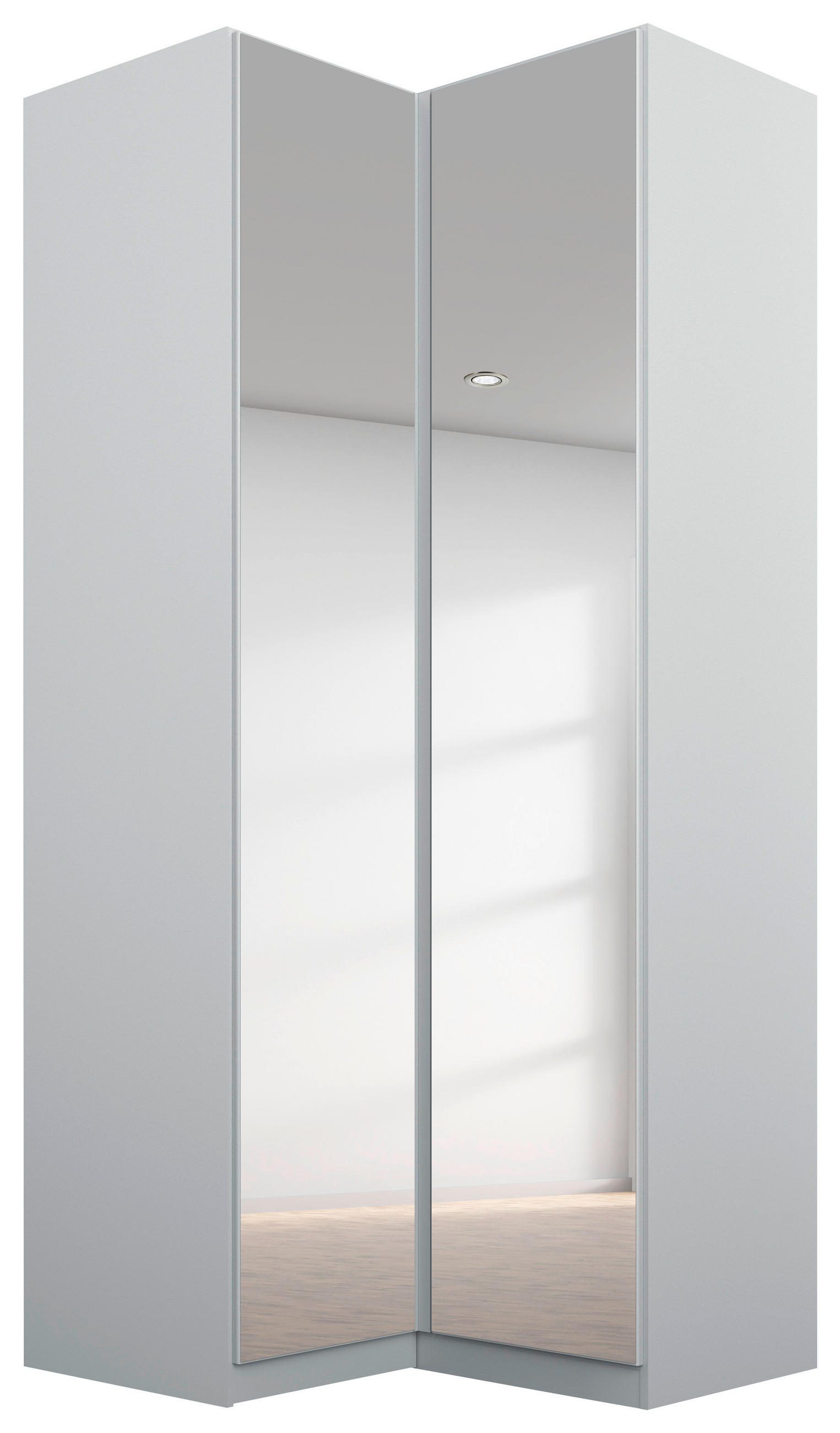ECKKLEIDERSCHRANK 100/229/102 cm,  in Silberfarben, Hellgrau  - Silberfarben/Hellgrau, MODERN, Holzwerkstoff (100/229/102cm) - Rauch Möbel