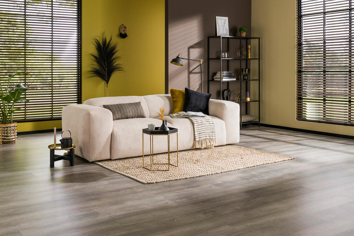 3-SITZER-SOFA Cord Beige  - Beige/Schwarz, Design, Kunststoff/Textil (247/75/104cm) - MID.YOU