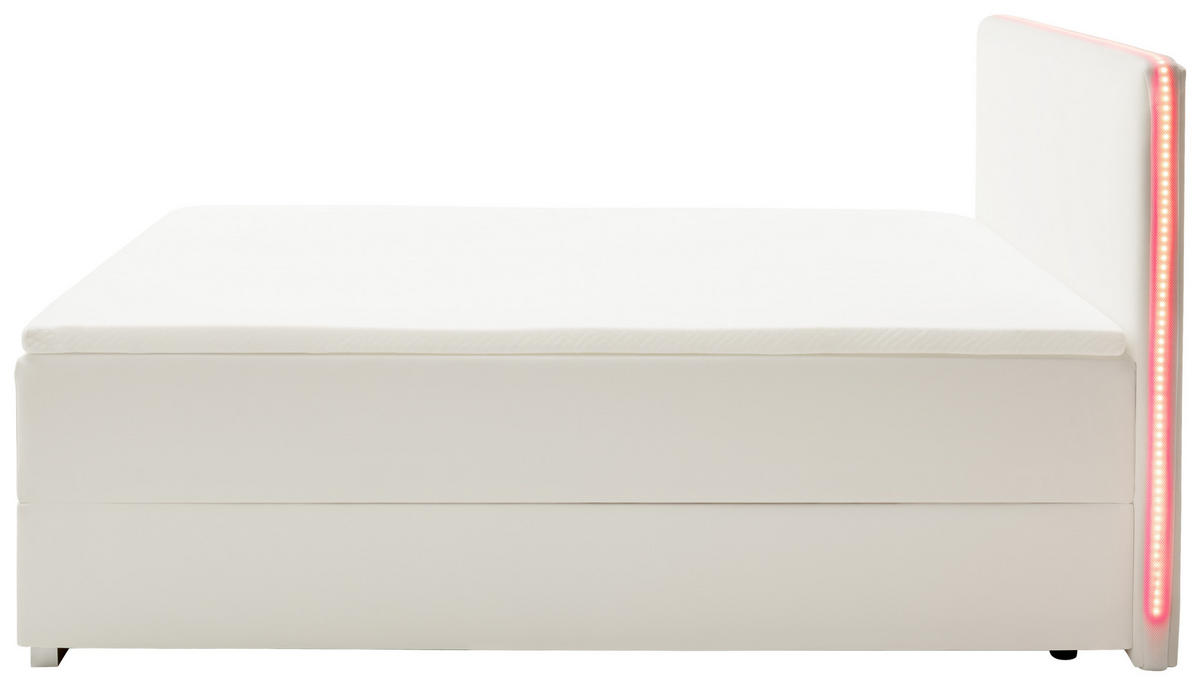 BOXSPRINGBETT 120/200 cm  in Weiß  - Silberfarben/Weiß, MODERN, Kunststoff/Textil (120/200cm) - Livetastic