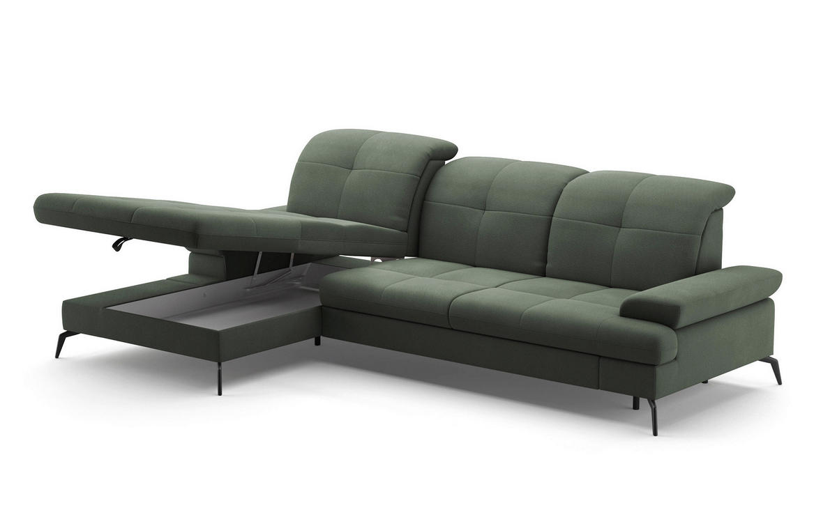 ECKSOFA in Flachgewebe Grün  - Schwarz/Grün, Konventionell, Textil/Metall (185/279cm) - Sit & More