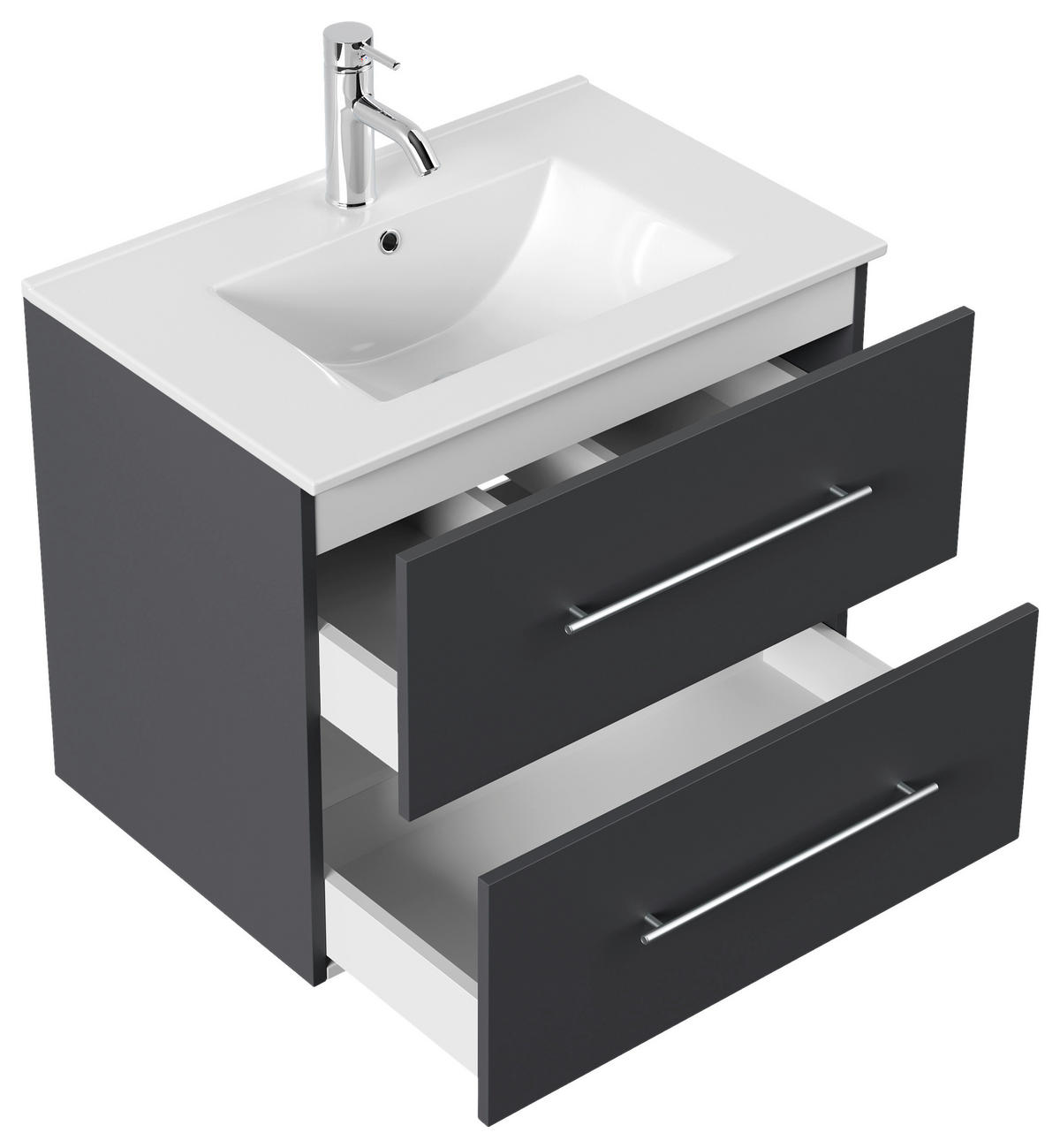 WASCHTISCHKOMBI 71 cm  - Graphitfarben/Weiß, Basics, Keramik/Holzwerkstoff (71cm) - MID.YOU