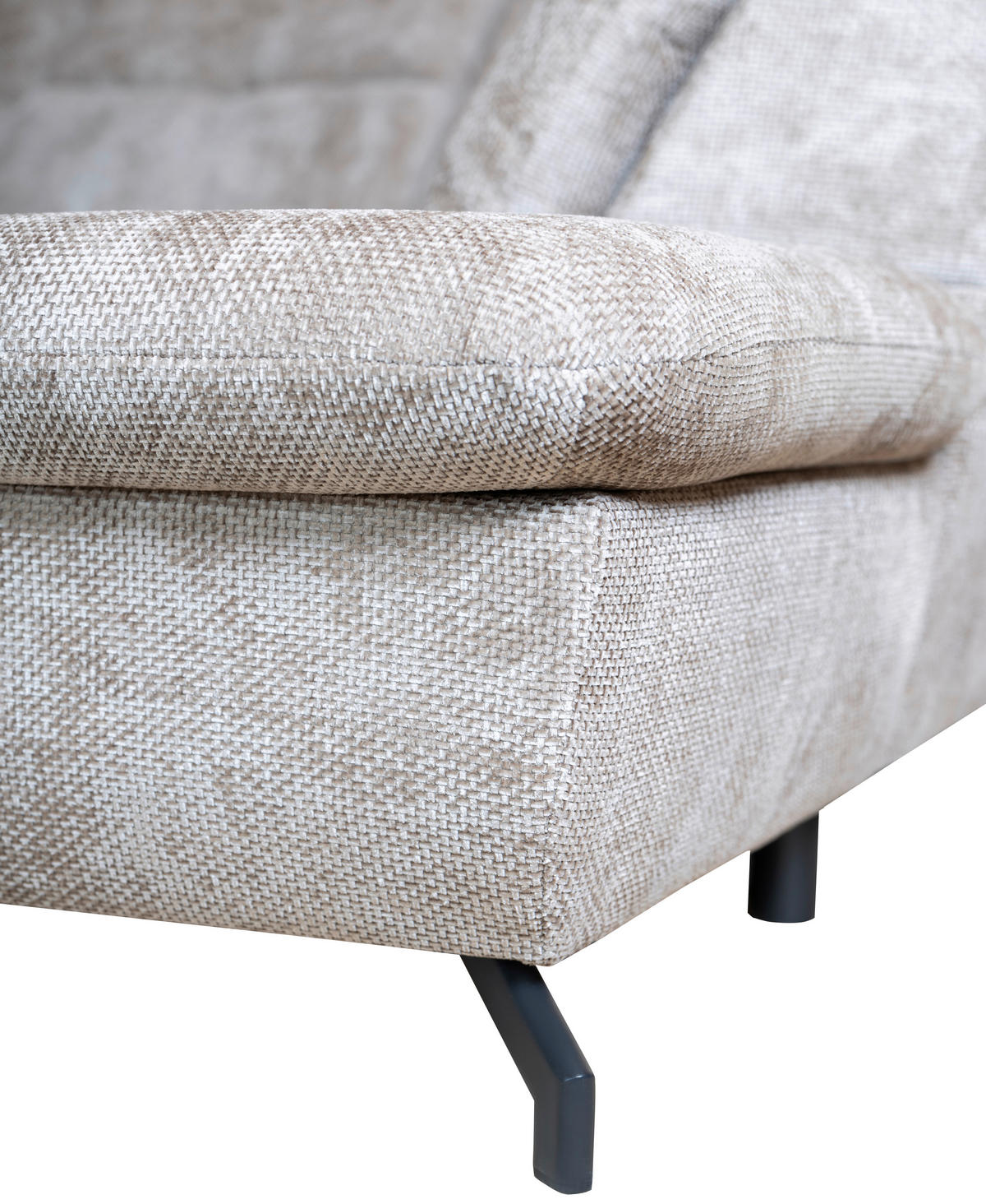 WOHNLANDSCHAFT Beige Struktur  - Beige/Schwarz, KONVENTIONELL, Textil/Metall (188/357/253cm) - Carryhome