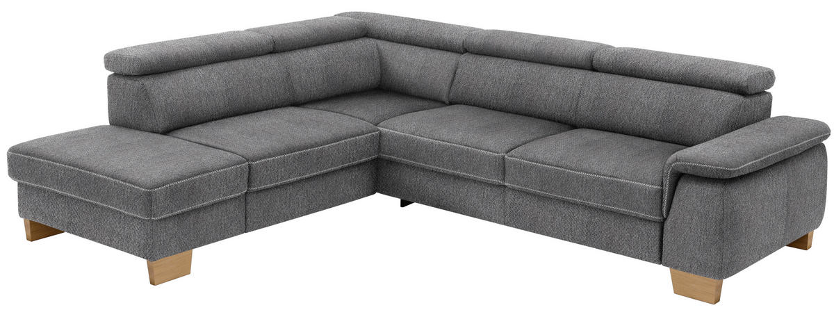 ECKSOFA in Mikrofaser Grau  226/273 cm  - Eichefarben/Beige, Natur, Holz/Textil (226/273cm) - Beldomo System