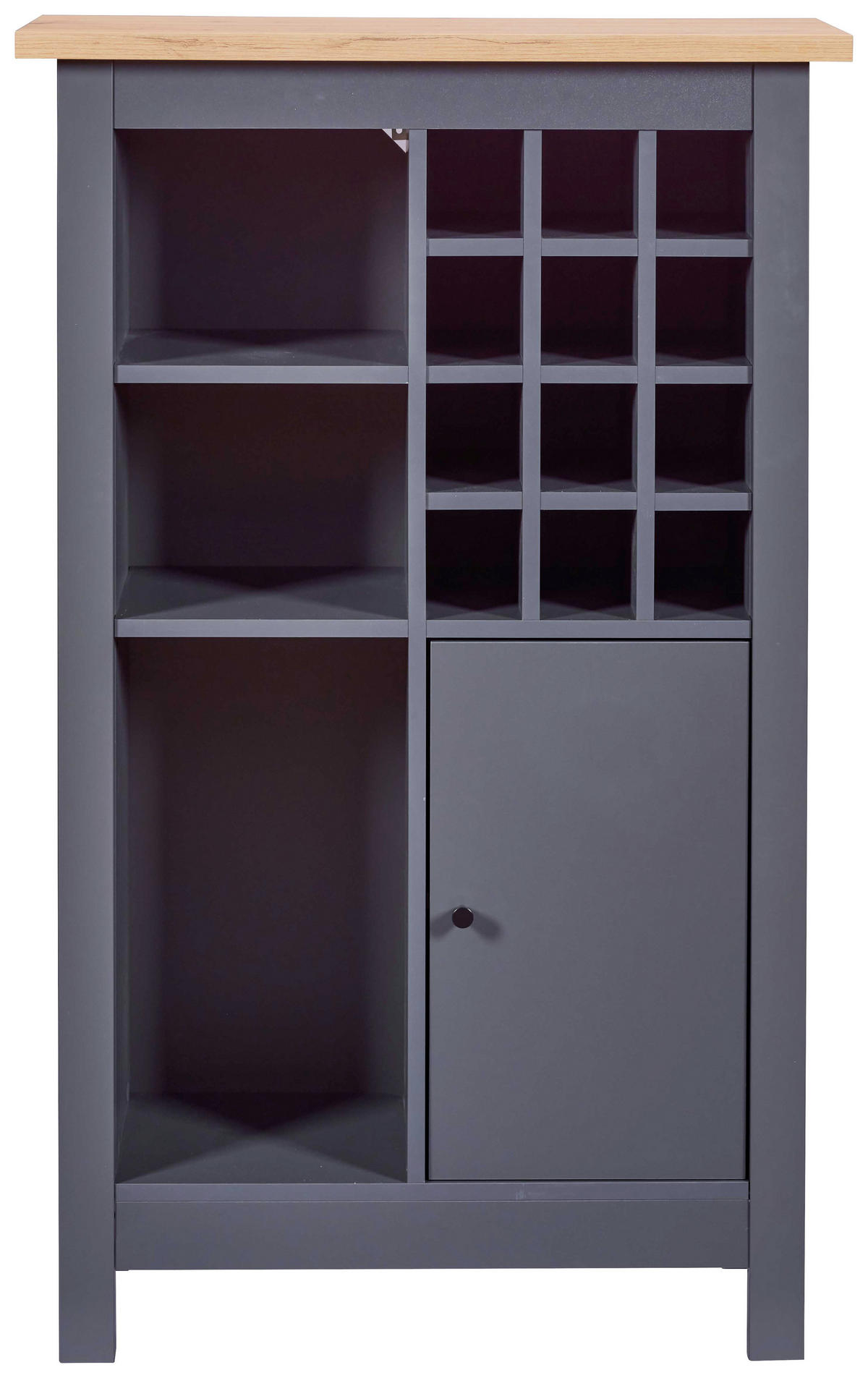 WEINSCHRANK 77/124/33 cm  - Anthrazit/Schwarz, Design, Holzwerkstoff/Metall (77/124/33cm) - Livetastic
