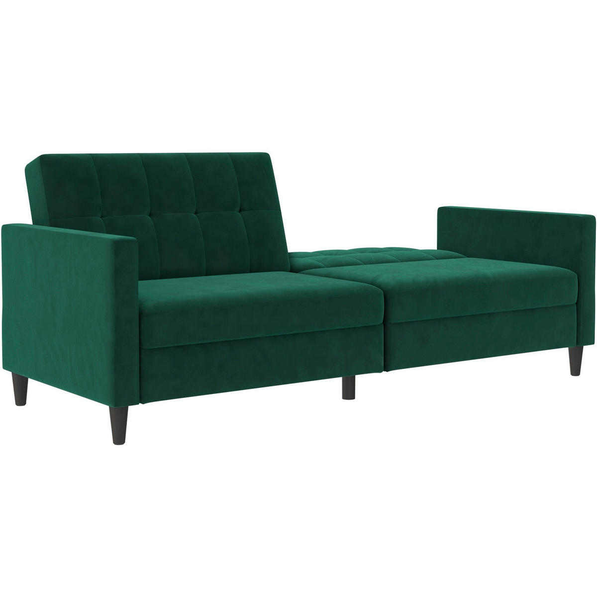 SCHLAFSOFA HANNOVER in Samt Dunkelgrün Vintage, Skandinavisch, Modern  - Dunkelgrün/Schwarz, Basics, Kunststoff/Textil (203/82/83cm) - Livetastic