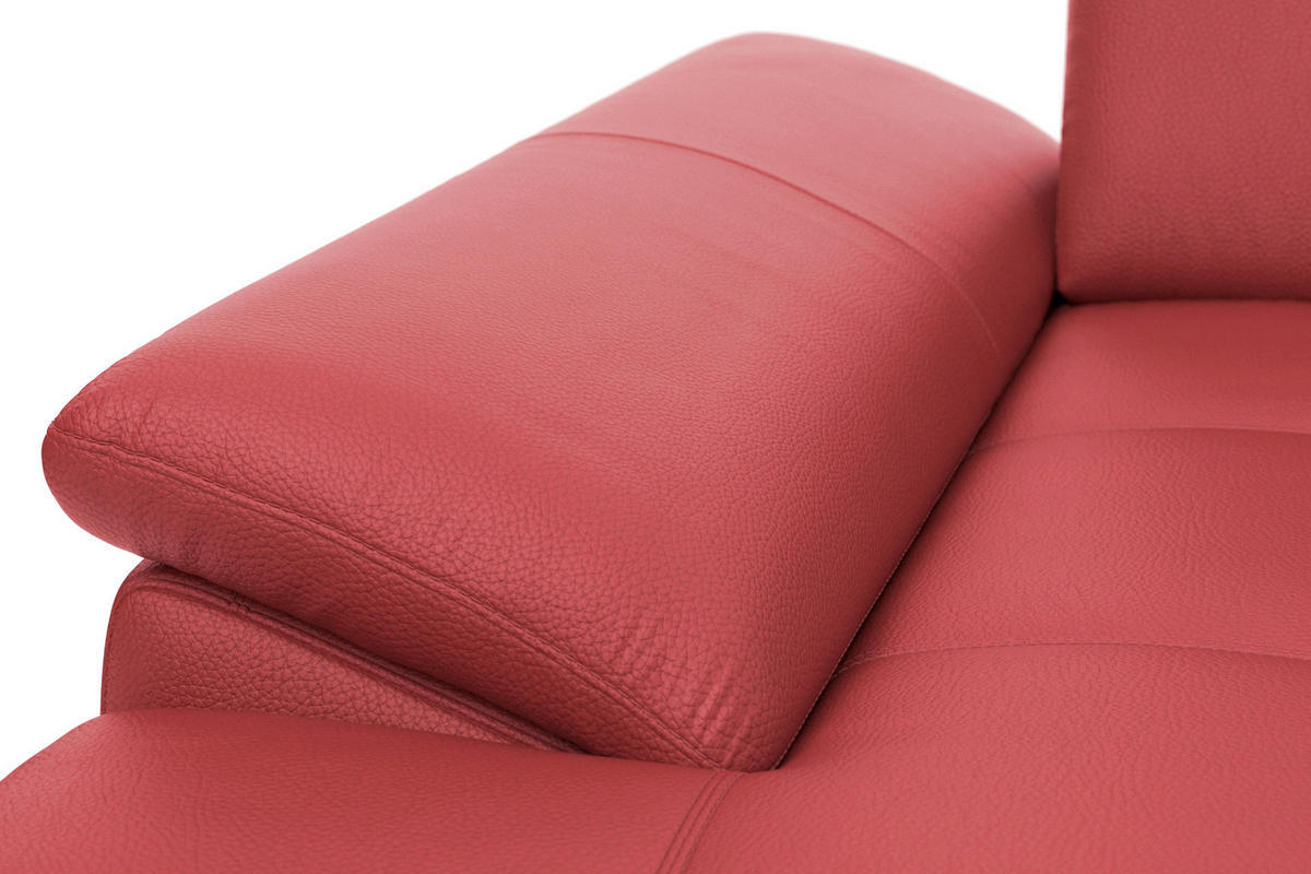 ECKSOFA COSTELLO E Rot Echtleder Nierenkissen, Armteilverstellung, Sitztiefenverstellung  - Rot/Schwarz, Basics, Leder/Textil (176/301cm) - Sit & More