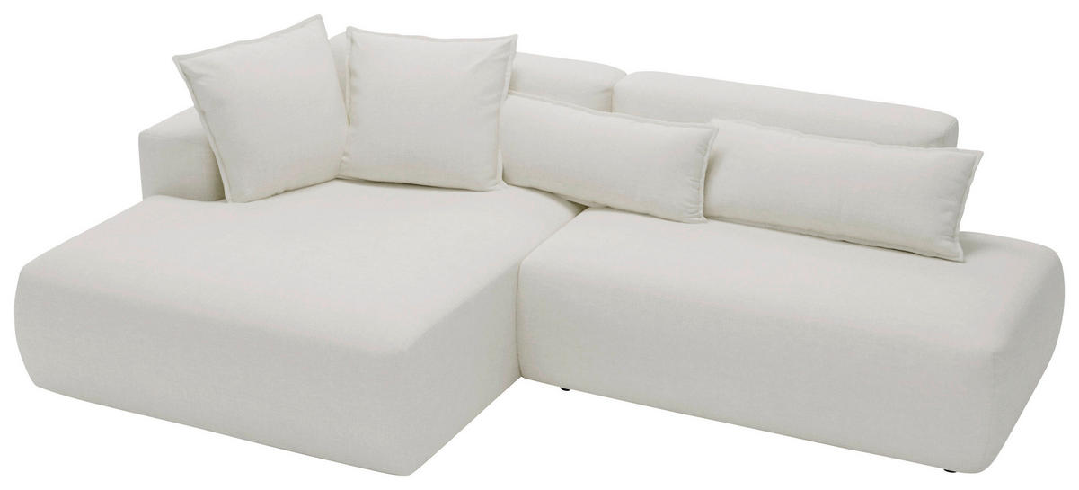 ECKSOFA Chenille Creme  - Creme/Schwarz, Design, Kunststoff/Textil (160/284cm) - Livetastic