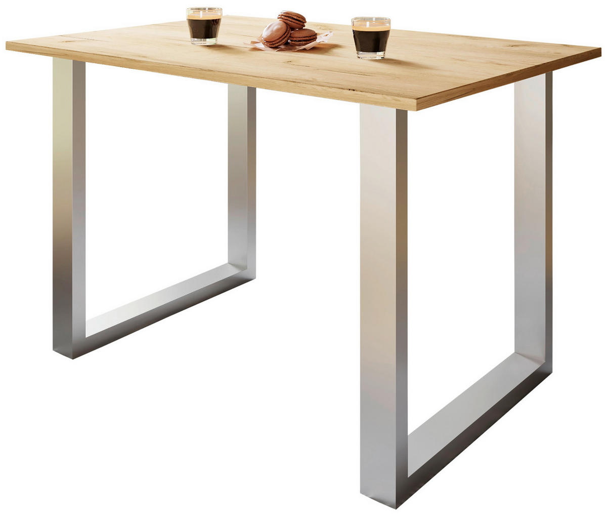 SCHREIBTISCH  in Silberfarben, Honigeiche  - Honigeiche/Silberfarben, Design, Holzwerkstoff/Metall (110/80/76cm) - MID.YOU