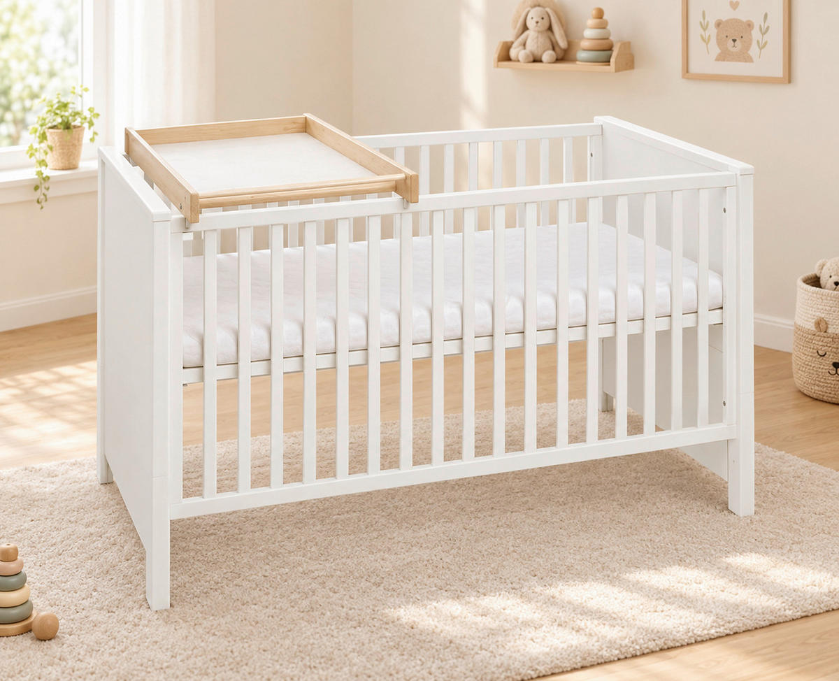WICKELPLATTE  - Weiß Hochglanz/Buchefarben, Basics, Holz/Kunststoff (83/13/54cm) - My Baby Lou