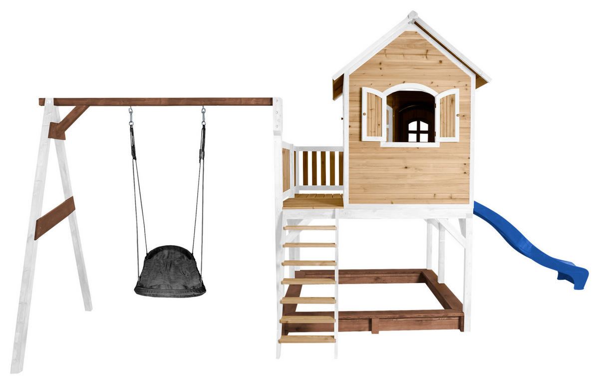 SPIELTURM 613/291/277 cm  - Blau/Braun, KONVENTIONELL, Holz (613/291/277cm) - Ambia Garden
