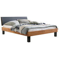 BETT 180/200 cm  Anthrazit, Wildeiche   - Wildeiche/Eichefarben, Natur, Holz/Textil (180/200cm) - Hasena