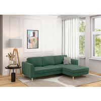 ECKSOFA  in Cord Dunkelgrün  232/161 cm  - Dunkelgrün/Buchefarben, MODERN, Holz/Textil (232/161cm) - Trendmanufaktur