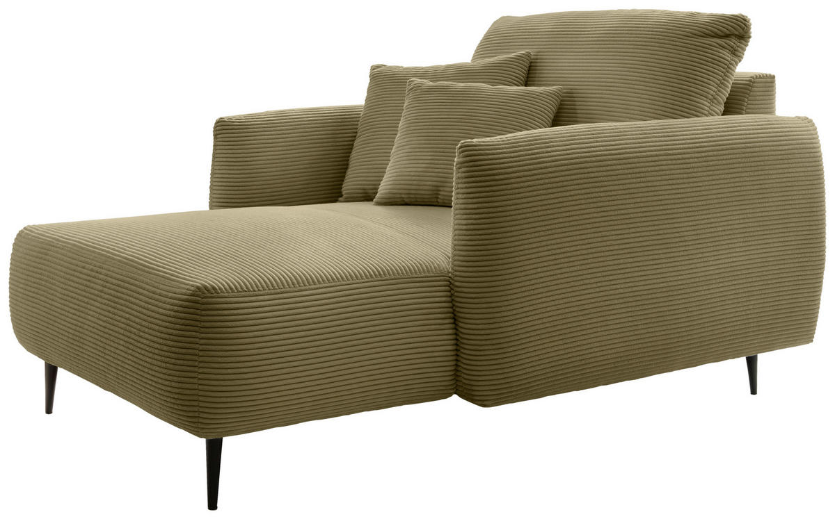 XXL-SESSEL in Cord Olivgrün  - Schwarz/Olivgrün, Design, Textil/Metall (112/95/158cm) - Livetastic