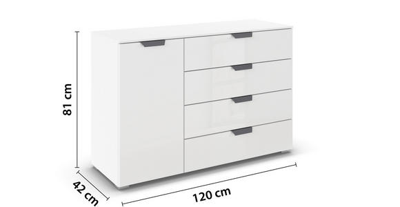 KOMMODE  in 120/81/42 cm  - Dunkelgrau/Weiß, Design, Glas/Holzwerkstoff (120/81/42cm) - Carryhome