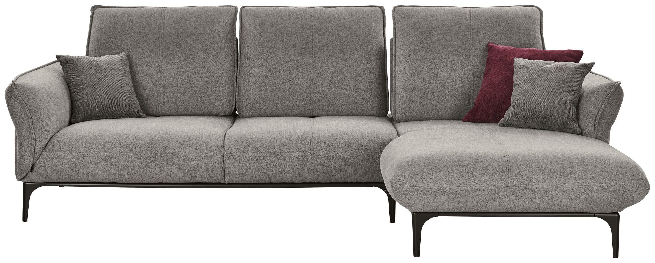 ECKSOFA in Flachgewebe Grau  - Schwarz/Grau, Natur, Textil (277/182cm) - Valnatura