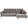 ECKSOFA in Flachgewebe Grau  - Schwarz/Grau, Natur, Textil (277/182cm) - Valnatura