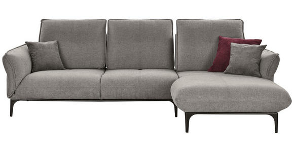 ECKSOFA in Flachgewebe Grau  - Schwarz/Grau, Natur, Textil (277/182cm) - Valnatura