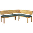 ECKBANK 208/171 cm Webstoff Türkis, Eichefarben Eiche vollmassiv   - Türkis/Eichefarben, KONVENTIONELL, Holz/Textil (208/171cm) - Linea Natura