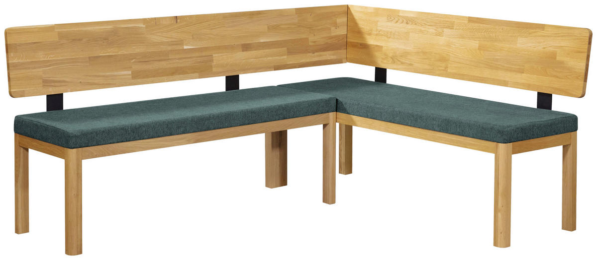 ECKBANK 208/171 cm Webstoff Türkis, Eichefarben Eiche vollmassiv   - Türkis/Eichefarben, KONVENTIONELL, Holz/Textil (208/171cm) - Linea Natura