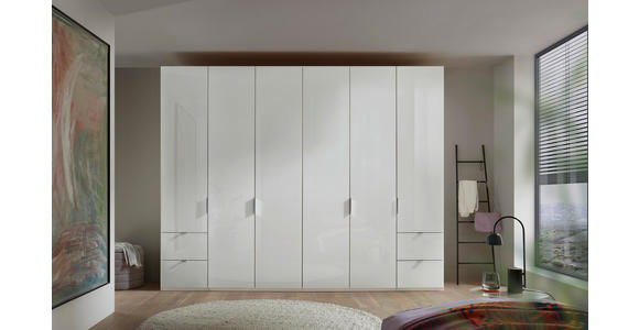 DREHTÜRENSCHRANK 300/216/58 cm,  in Weiß, 6-türig  - Chromfarben/Weiß, Design, Glas/Holzwerkstoff (300/216/58cm) - Novel