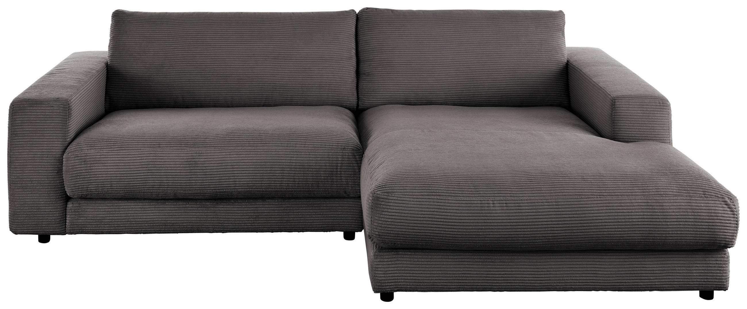ECKSOFA in Cord Dunkelgrau  - Dunkelgrau/Schwarz, Design, Kunststoff/Textil (270/190cm) - Lomoco