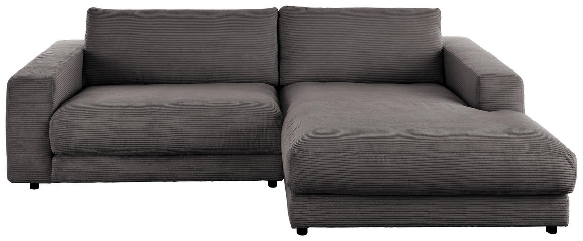 ECKSOFA in Cord Dunkelgrau  - Dunkelgrau/Schwarz, Design, Kunststoff/Textil (270/190cm) - Lomoco