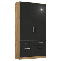 DREHTÜRENSCHRANK Grau, Eiche Artisan  - Chromfarben/Eiche Artisan, Modern, Holzwerkstoff/Kunststoff (91/210/54cm) - Rauch Möbel