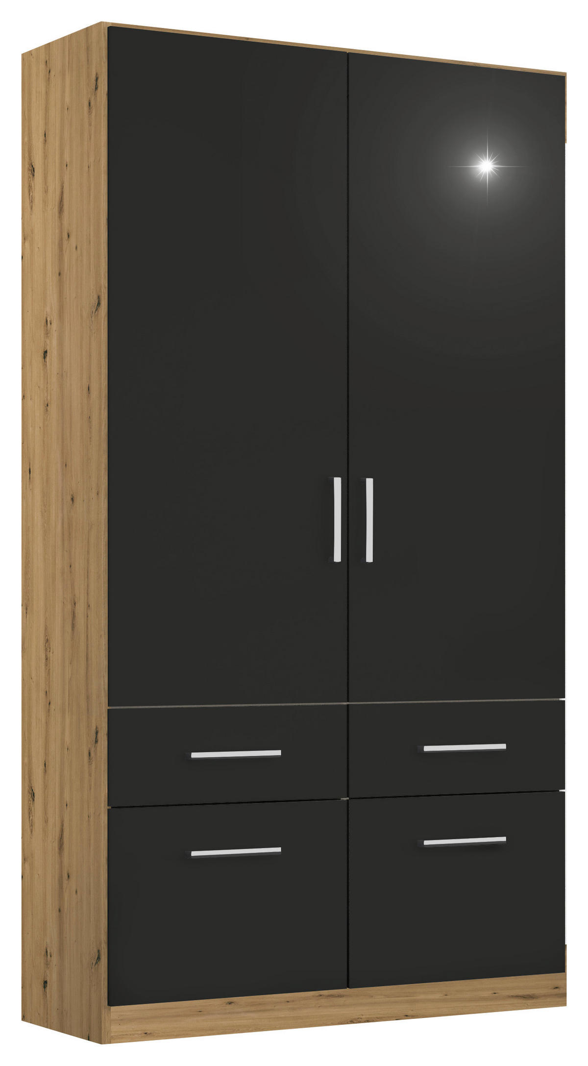 DREHTÜRENSCHRANK Grau, Eiche Artisan  - Chromfarben/Eiche Artisan, Modern, Holzwerkstoff/Kunststoff (91/210/54cm) - Rauch Möbel