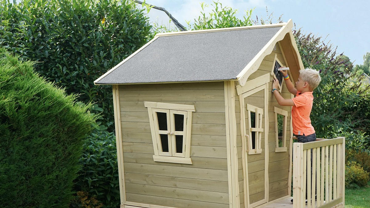 SPIELHAUS  - Beige/Rot, KONVENTIONELL, Holz (269/184/227cm) - EXIT Toys