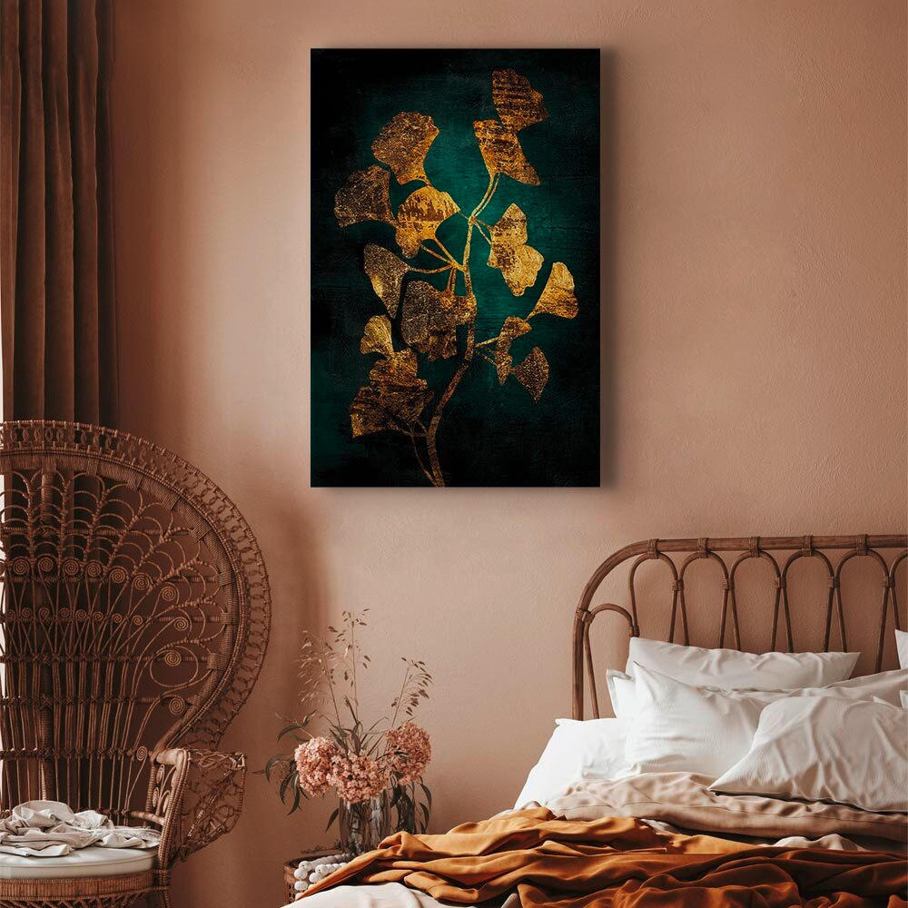 Thumbnail - artgeist Leinwandbild, Gold, Dunkelgrün, Textil, Holzwerkstoff, rechteckig, 40x60x1.2 cm, Keilrahmen, Bilder und Zubehör...