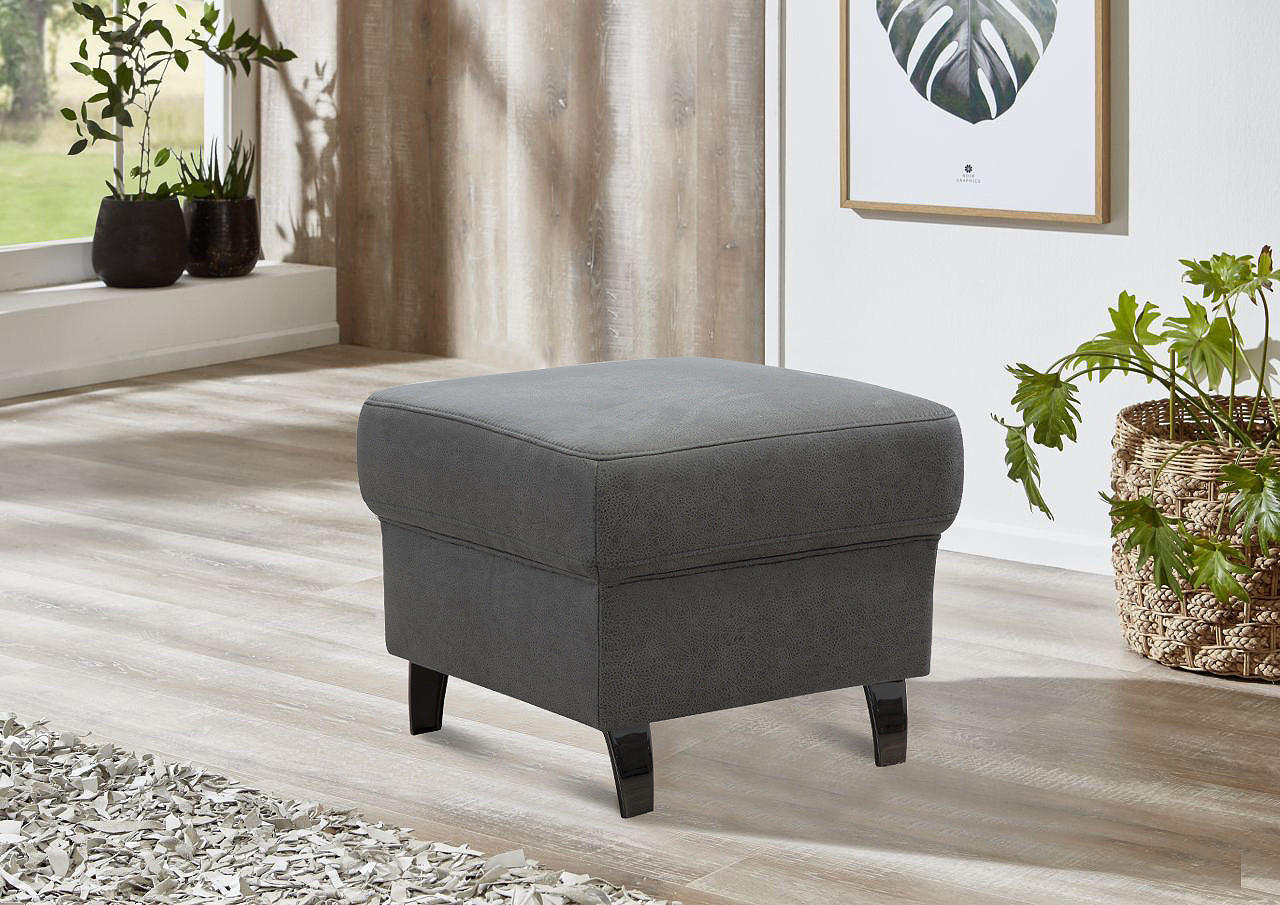 HOCKER Mikrofaser Anthrazit  - Anthrazit/Schwarz, KONVENTIONELL, Textil/Metall (58/48/58cm) - Sit & More