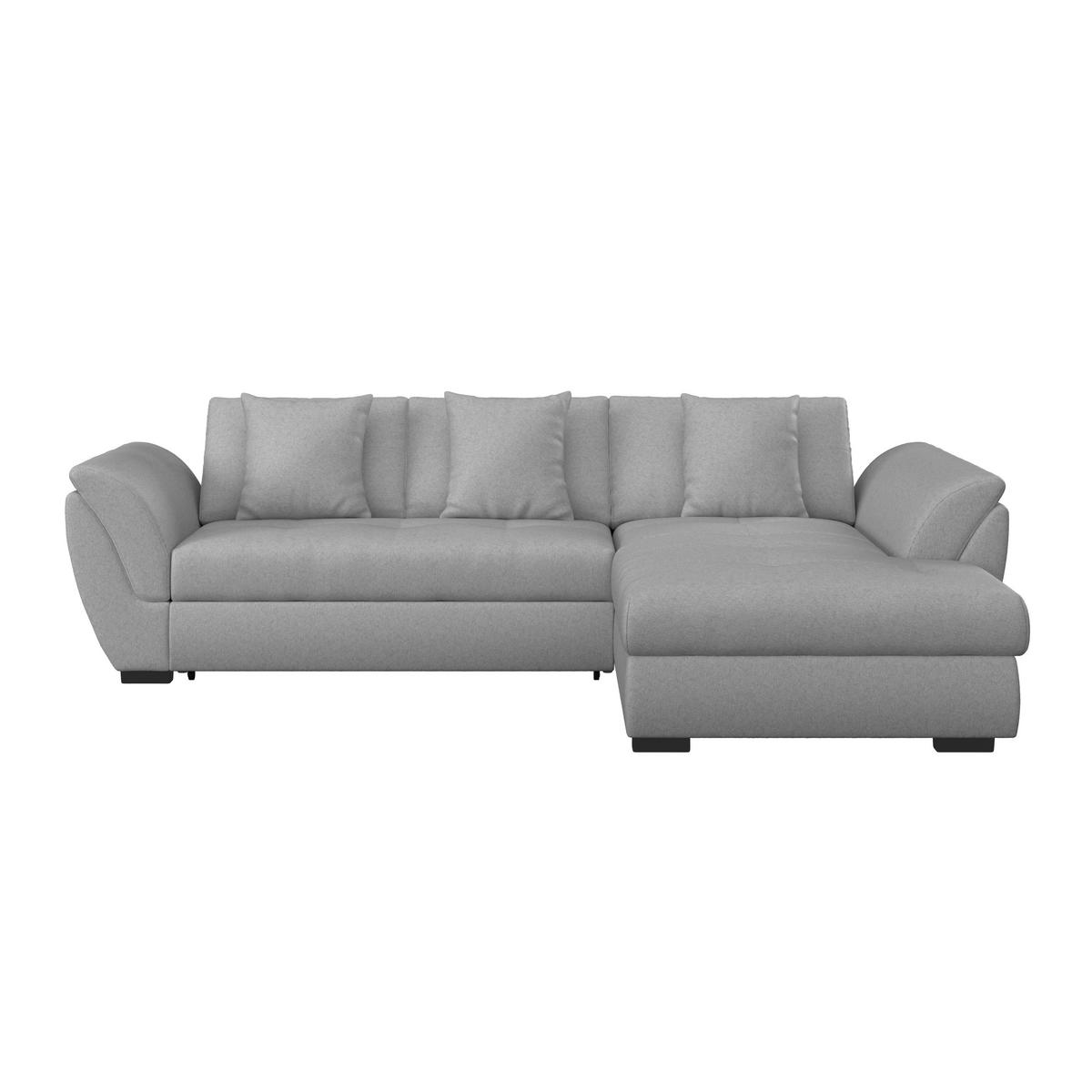 ECKSOFA in Webstoff Grau  - Schwarz/Grau, Design, Kunststoff/Textil (278/187cm) - Livetastic