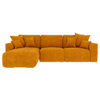 ECKSOFA in Samt Gelb  195/293 cm  - Chromfarben/Gelb, KONVENTIONELL, Kunststoff/Textil (195/293cm) - Carryhome