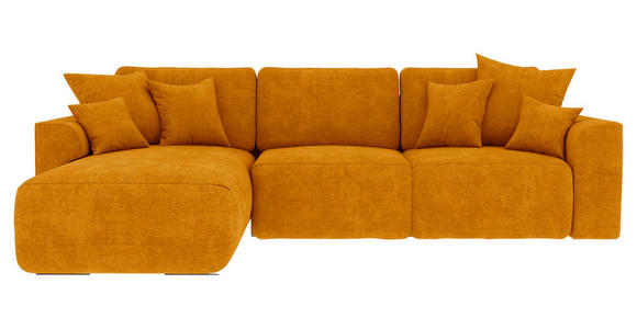 ECKSOFA in Samt Gelb  - Chromfarben/Gelb, KONVENTIONELL, Kunststoff/Textil (195/293cm) - Carryhome