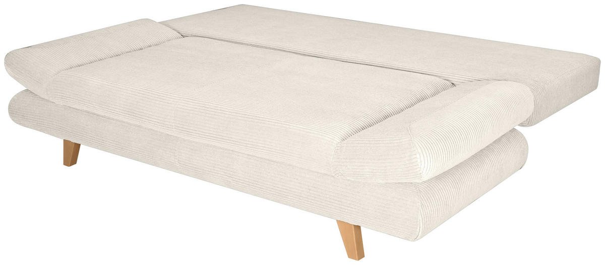SCHLAFSOFA  mit Schlafen auf Sitzhöhe, haustierfreundlicher Bezug Cord Beige  - Beige/Buchefarben, KONVENTIONELL, Holz/Textil (200/75/85cm) - Carryhome